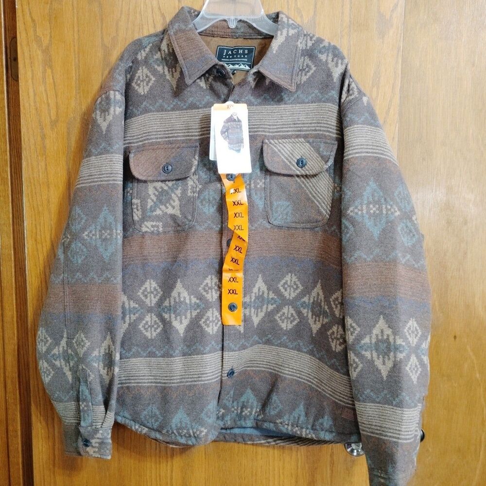 Jachs Sz XXL Jacket Aztec Navajo Shacket Button Down NWT Wool Blend
